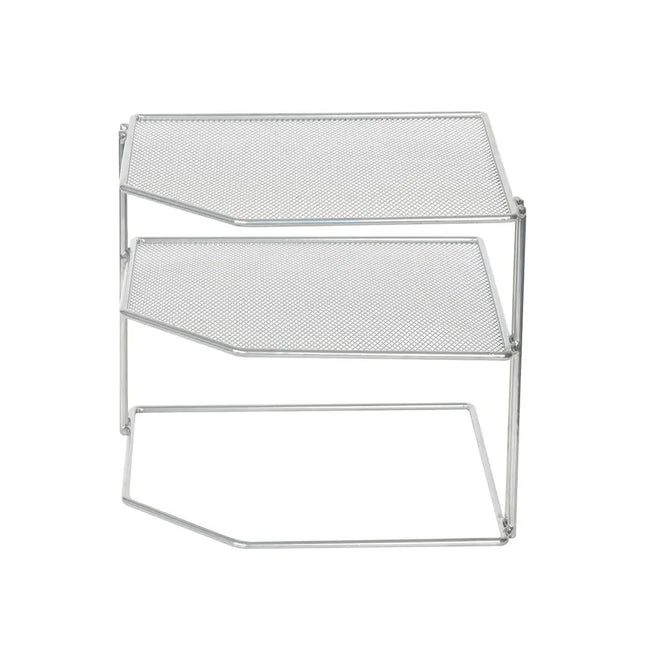 3-Tier Corner Helper Shelf – White Free-Standing Organizer Rack, Silver