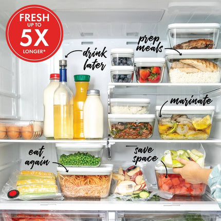 6 Pc Fresh & Save Glass Vacuum Starter Set Airtight Food Storage System