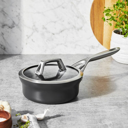 Motion Hard Anodized 1.5QT Nonstick Sauce Pan with Lid Black Cookware