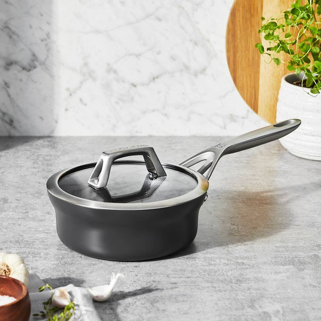 Motion Hard Anodized 1.5QT Nonstick Sauce Pan with Lid Black Cookware