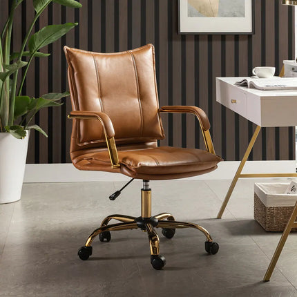 Modern Zarina Desk Chair with Wheels, Faux Leather Swivel Office Chair Height Adjustable
