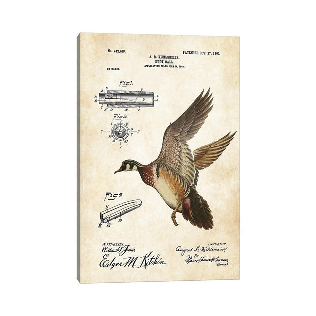 Duck Hunting Canvas Print by Patent77 12x8 Inch Artwork