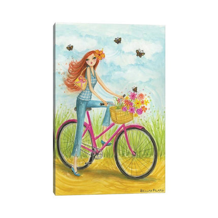 Sprung Bicycle Ride by Bella Pilar Canvas Print Wall Art 12x8x0.75