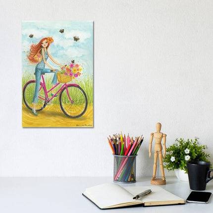 Sprung Bicycle Ride by Bella Pilar Canvas Print Wall Art 12x8x0.75