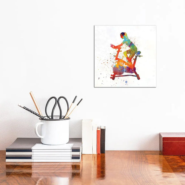 Paul Rommer Gym Exercise Canvas Print Spin Bike Wall Art 12x12