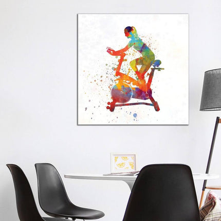 Paul Rommer Canvas Print – Woman on Spin Bike, Gym Workout Art