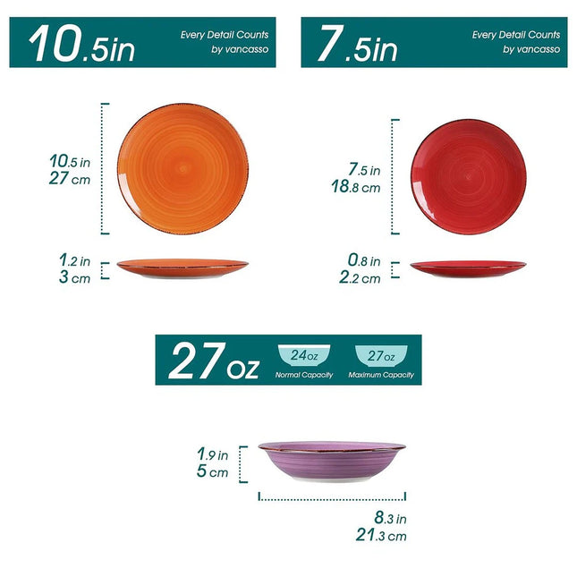 Bonita Series Assorted Colors Dinnerware Set – Service for 6