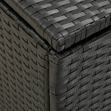 Black Poly Rattan Patio Storage Box 39.3"x19.6"x19.6" Outdoor Organizer
