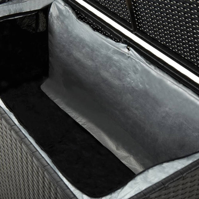 Black Poly Rattan Patio Storage Box 39.3"x19.6"x19.6" Outdoor Organizer